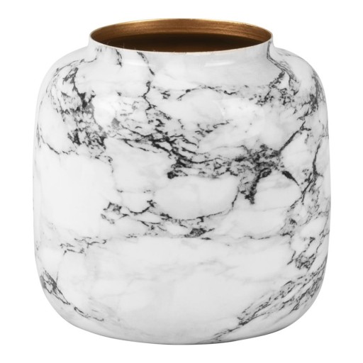 Vază din fier PT LIVING Marble, înălțime 19,5 cm, alb-negru