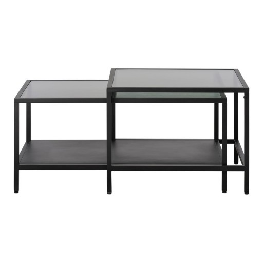 Măsuțe de cafea negre 2 buc. din sticlă 60x60 cm Bronco – Unique Furniture