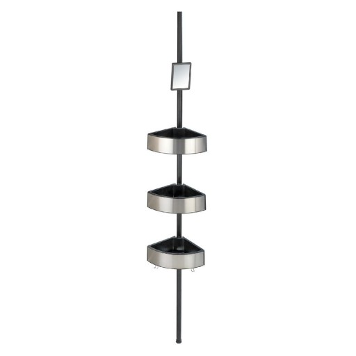 Raft telescopic pentru duș Wenko Prea Silver/Black, 27 x 20 cm