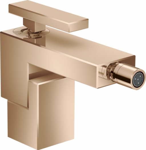 Baterie bideu red gold lucios cu ventil click-clack inclus Hansgrohe Axor Edge