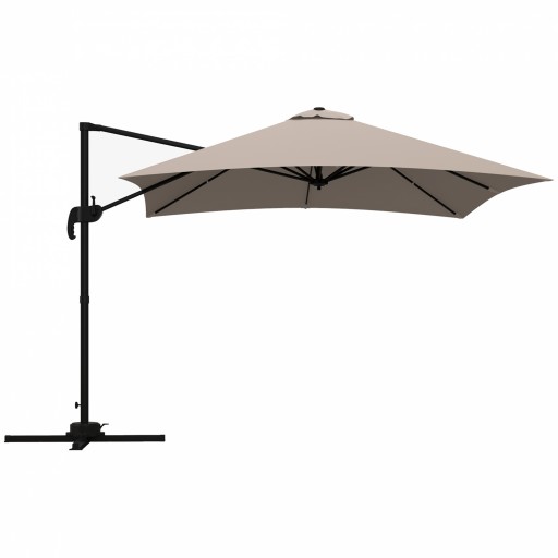 Outsunny Umbrelă de Soare cu 8 Lamele cu Pedală și Manivelă, Umbrelă de Soare din Aluminiu și Poliester, 295x295x266 cm, Kaki | Aosom Romania