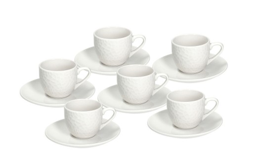 Set 6 cesti de cafea cu farfurie Golf, Tognana Porcellane, 90 ml, portelan, alb