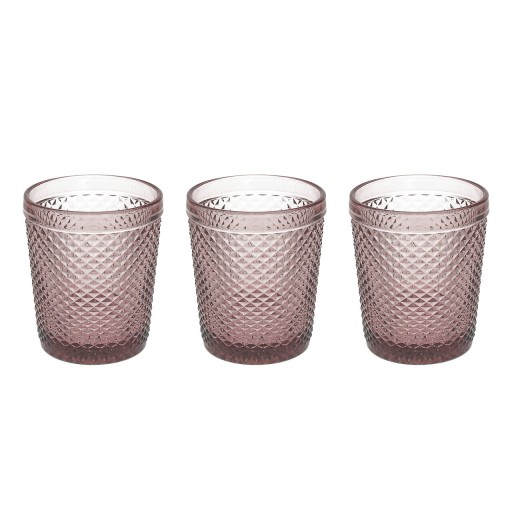 Set 3 pahare Diamante, Tognana Porcellane, 300 ml, sticla, roz