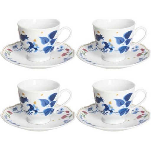 Set 4 cesti de cafea cu farfurie Poema Alchimia, Andrea Fontebasso, 200 ml, portelan, multicolor