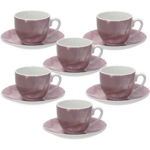 Set 6 cesti de cafea cu farfurie Sfera, Andrea Fontebasso, 120 ml, portelan, roz