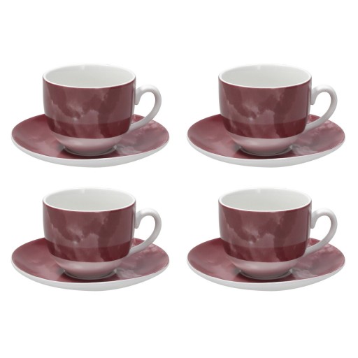 Set 4 cesti de cafea cu farfurie Sfera, Andrea Fontebasso, 250 ml, portelan, mov