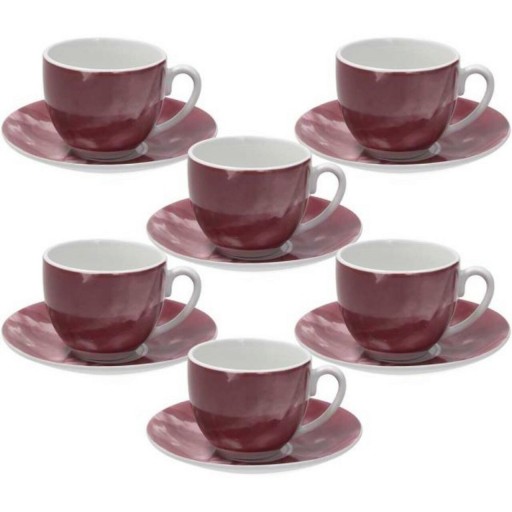 Set 6 cesti de cafea cu farfurie Sfera, Andrea Fontebasso, 120 ml, portelan, mov