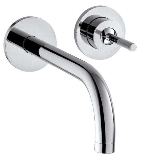 Baterie lavoar Hansgrohe Axor Uno 2 de perete din 2 elemente pipa 225mm montaj incastrat necesita corp ingropat