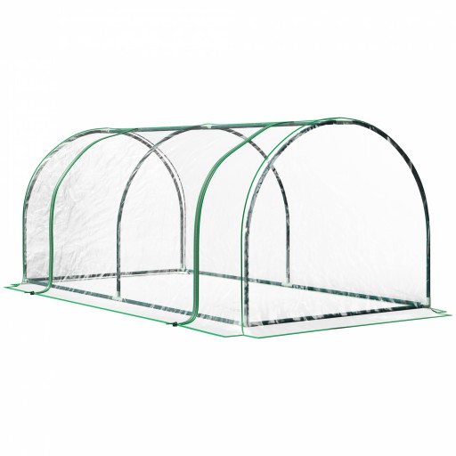 Sera tunel din otel si cu capac din PVC, 200x100x80 cm, transparent si verde Outsunny | Aosom Romania