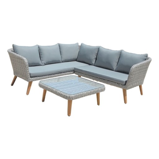 Set mobilier de grădină gri din ratan artificial pentru patru persoane Pamplona – Garden Pleasure