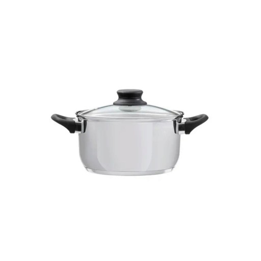 Oala cu capac Lima, Domotti, Ø16 cm, 1.8 L, inox/sticla, argintiu