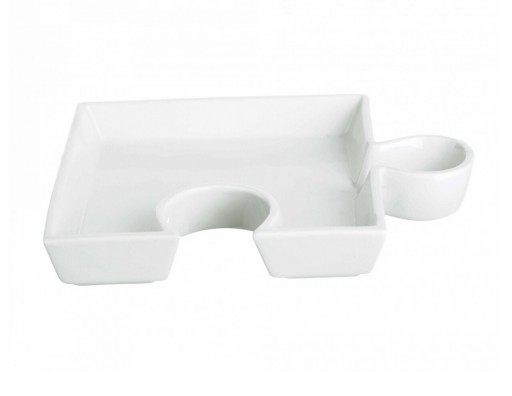 Platou servire aperitive, Puzzle Hors-D'oeuvres-Dish, Excelsa, 19.5x15 cm, portelan, alb