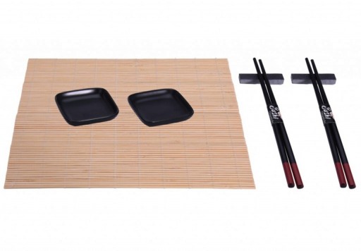 Set 7 piese pentru sushi Excellent Houseware, portelan, negru