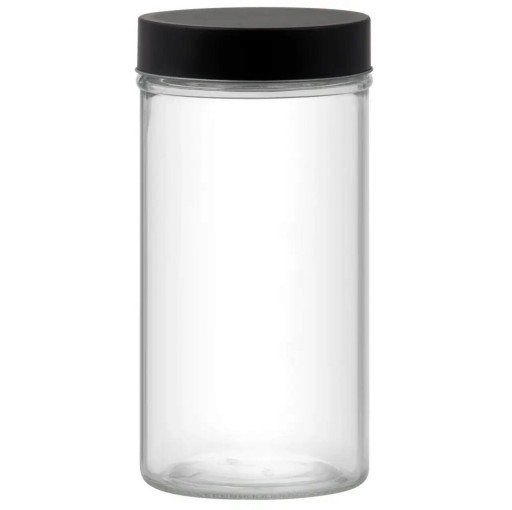 Recipient cu capac Milos Round, Domotti, 9.8 x 22.3 cm, 1.3 L, sticla/inox, transparent/negru