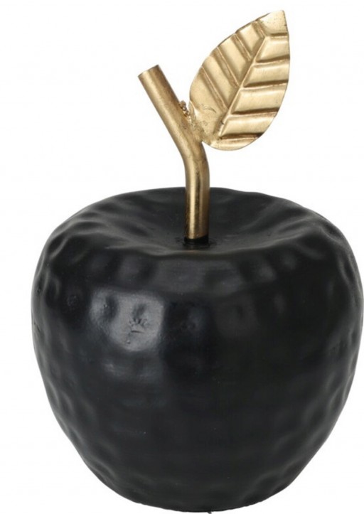 Decoratiune Apple, 11x10x10 cm aluminiu, negru/auriu