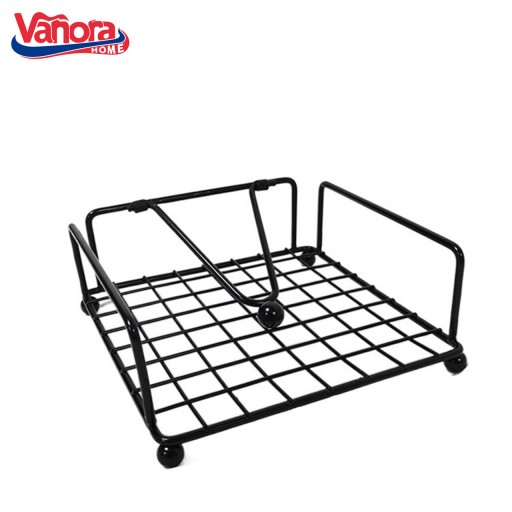 Suport pentru servetele Vanora, 17.5x17.5x6 cm, otel, negru