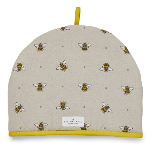 Capac din bumbac pentru ceainic Cooksmart ® Bumble Bees, bej-galben