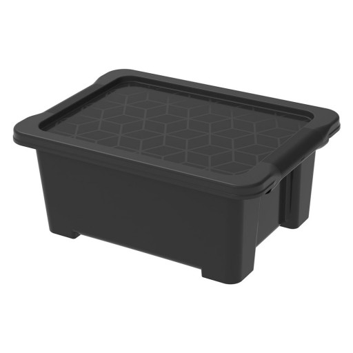 Cutie de depozitare negru lucios din plastic cu capac Evo Easy - Rotho