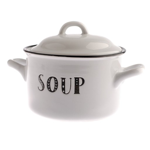 Oală cu capac din ceramică pentru servire ciorbă / supă 700 ml Soup- Dakls