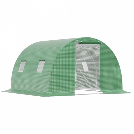 Outsunny Sera de gradina si legume cu protectie din PE, Sera pentru plante cu usa si ferestre cu strangere tip rulou, 3x3x2m, verde | Aosom Romania