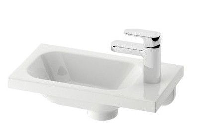 Lavoar asimetric Ravak Concept Chrome 40x22cm dreapta montare pe mobilier alb