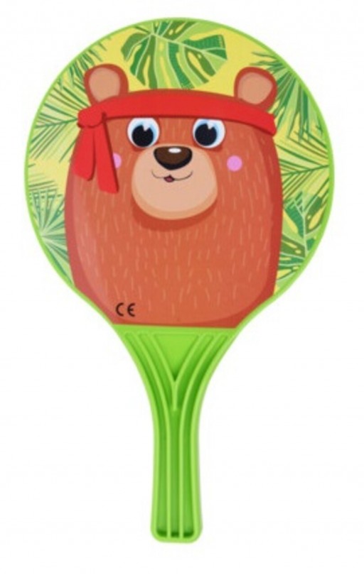 Set ping pong pentru plaja Bear, 3 piese, 23x38 cm, polipropilena, verde