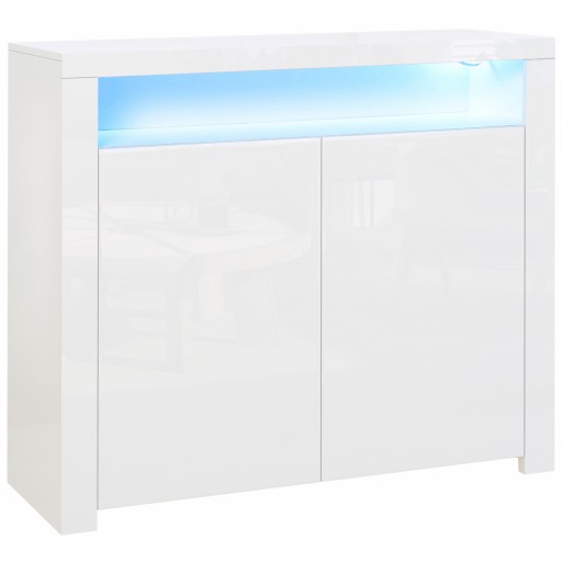 HOMCOM Dulap Multifuncțional Alb cu Iluminare LED Colorată, pentru Living sau Dormitor, 107x35x97 cm | Aosom Romania