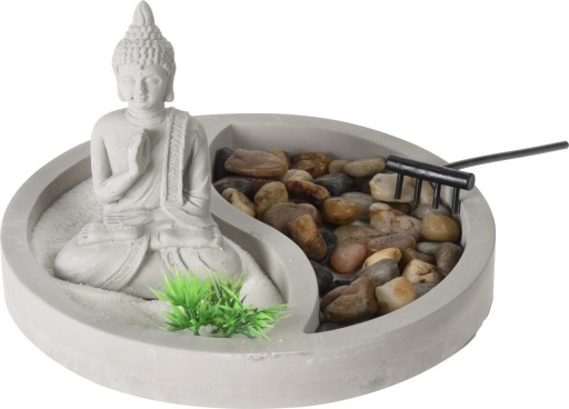 Decoratiune Buddha Zen Garden Oval, 19x19x12 cm, ciment