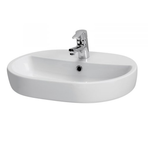 Lavoar pe blat alb lucios 60 cm, oval, Cersanit Caspia