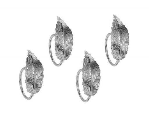 Set 4 inele pentru servetele Leaf V3, 4.5 x 3 cm, metal, argintiu