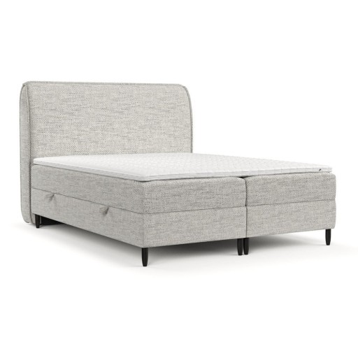 Pat boxspring gri deschis cu spațiu de depozitare 160x200 cm Melba – Maison de Rêve