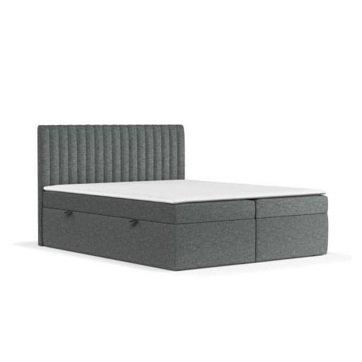 Pat boxspring gri închis cu spațiu de depozitare 160x200 cm Spencer – Maison de Rêve