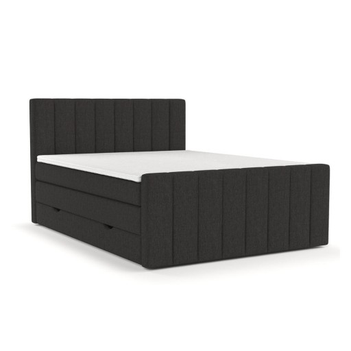 Pat boxspring negru cu spațiu de depozitare 160x200 cm Ruby – Maison de Rêve