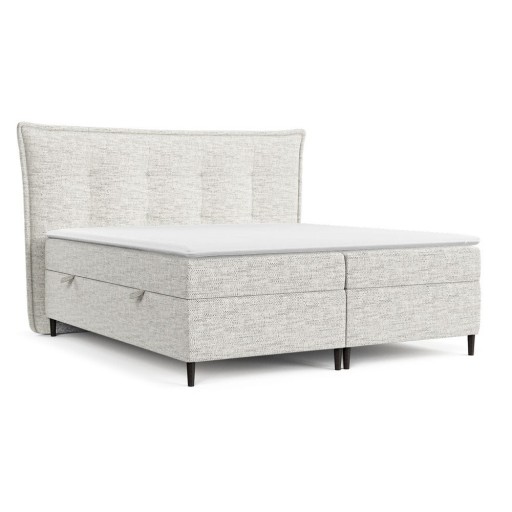 Pat boxspring gri deschis cu spațiu de depozitare 200x200 cm Sinai – Maison de Rêve