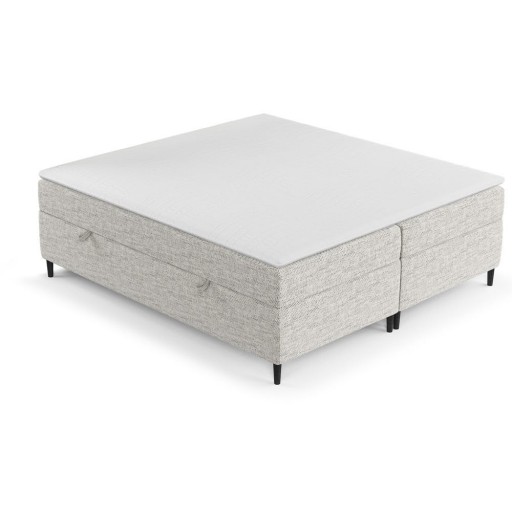 Pat boxspring gri deschis cu spațiu de depozitare 200x200 cm Araya – Maison de Rêve