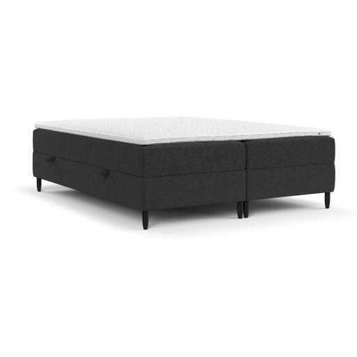 Pat boxspring gri închis cu spațiu de depozitare 200x200 cm Malte – Maison de Rêve