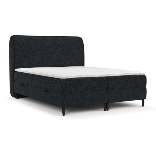 Pat boxspring negru cu spațiu de depozitare 140x200 cm Melba – Maison de Rêve