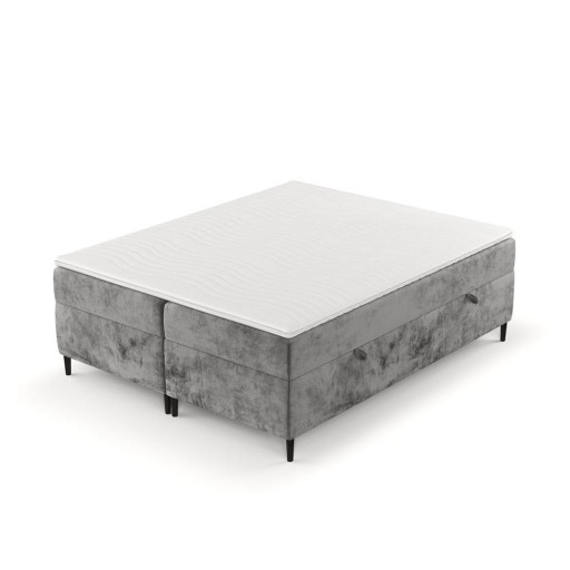 Pat boxspring gri închis cu spațiu de depozitare 160x200 cm Araya – Maison de Rêve