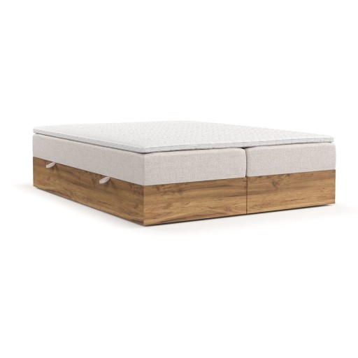 Pat boxspring bej/în culoare naturală cu spațiu de depozitare 160x200 cm Faro – Maison de Rêve