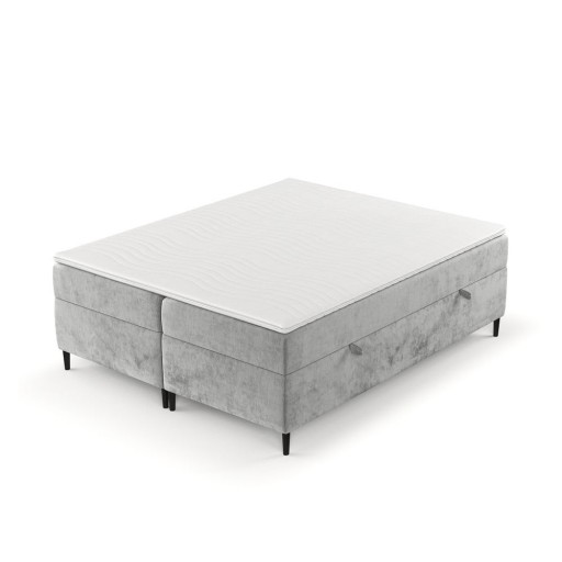 Pat boxspring gri cu spațiu de depozitare 200x200 cm Araya – Maison de Rêve