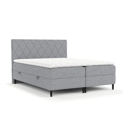 Pat boxspring gri cu spațiu de depozitare 140x200 cm Gwen – Maison de Rêve