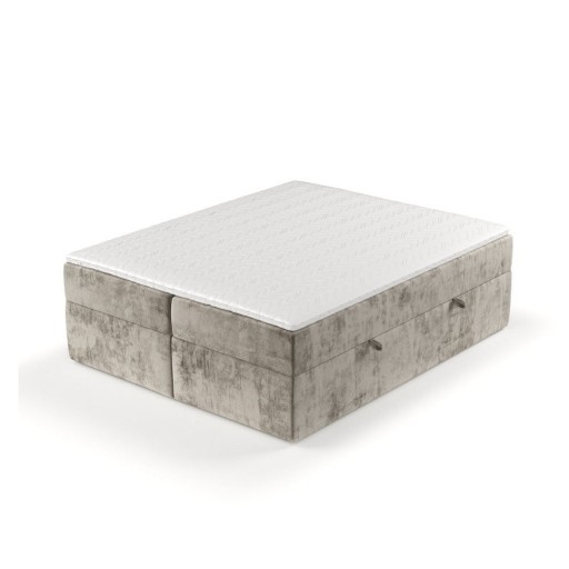 Pat boxspring maro deschis cu spațiu de depozitare 160x200 cm Yoko – Maison de Rêve