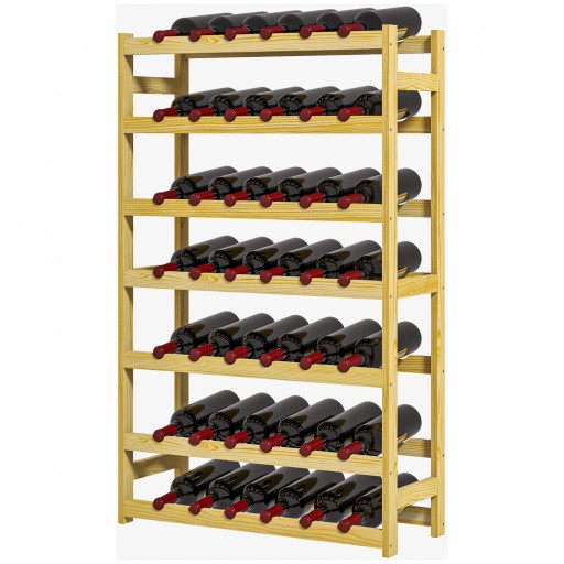 HOMCOM Suport pentru Vin din Lemn, Suport pe 7 niveluri pentru 42 de sticle de Vin, Suport Subțire pentru Bar, 63x25x102 cm, Natural | Aosom Romania