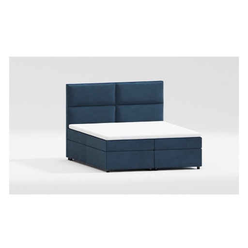 Pat boxspring albastru închis cu spațiu de depozitare 140x200 cm Rico – Ropez