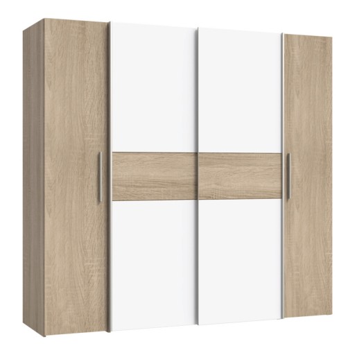 Dulap pentru haine Closet, Pakoworld, cu 4 usi, 200x61.5x190.5 cm, PAL melaminat, sonoma/alb