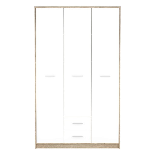 Dulap pentru haine Serenity, Pakoworld, cu 3 usi, 118.5x54x196.5 cm, PAL/MDF, alb/sonoma