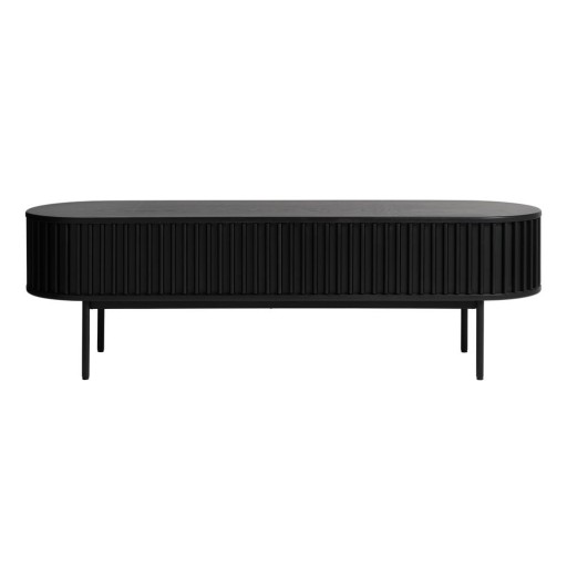 Comodă TV neagră cu aspect de lemn de stejar 48x160 cm Siena – Unique Furniture