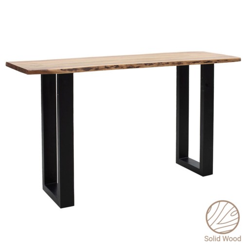 Consola Slim, Pakoworld, 140x45x75.5 cm, lemn de salcam/metal, natural/negru