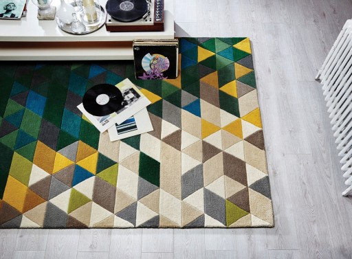 Covor Prism Green/Multi, Flair Rugs, 80x150 cm, lana, verde/multicolor