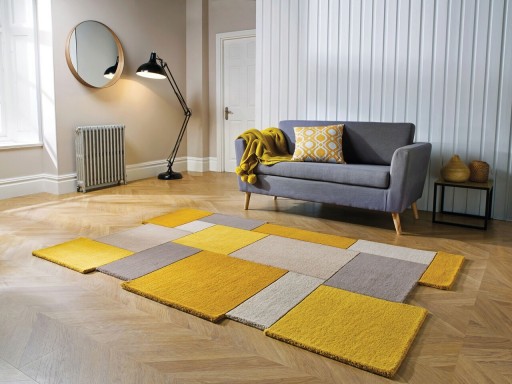 Covor Collage Ochre/Natural, Flair Rugs, 150x240 cm, lana, ocru